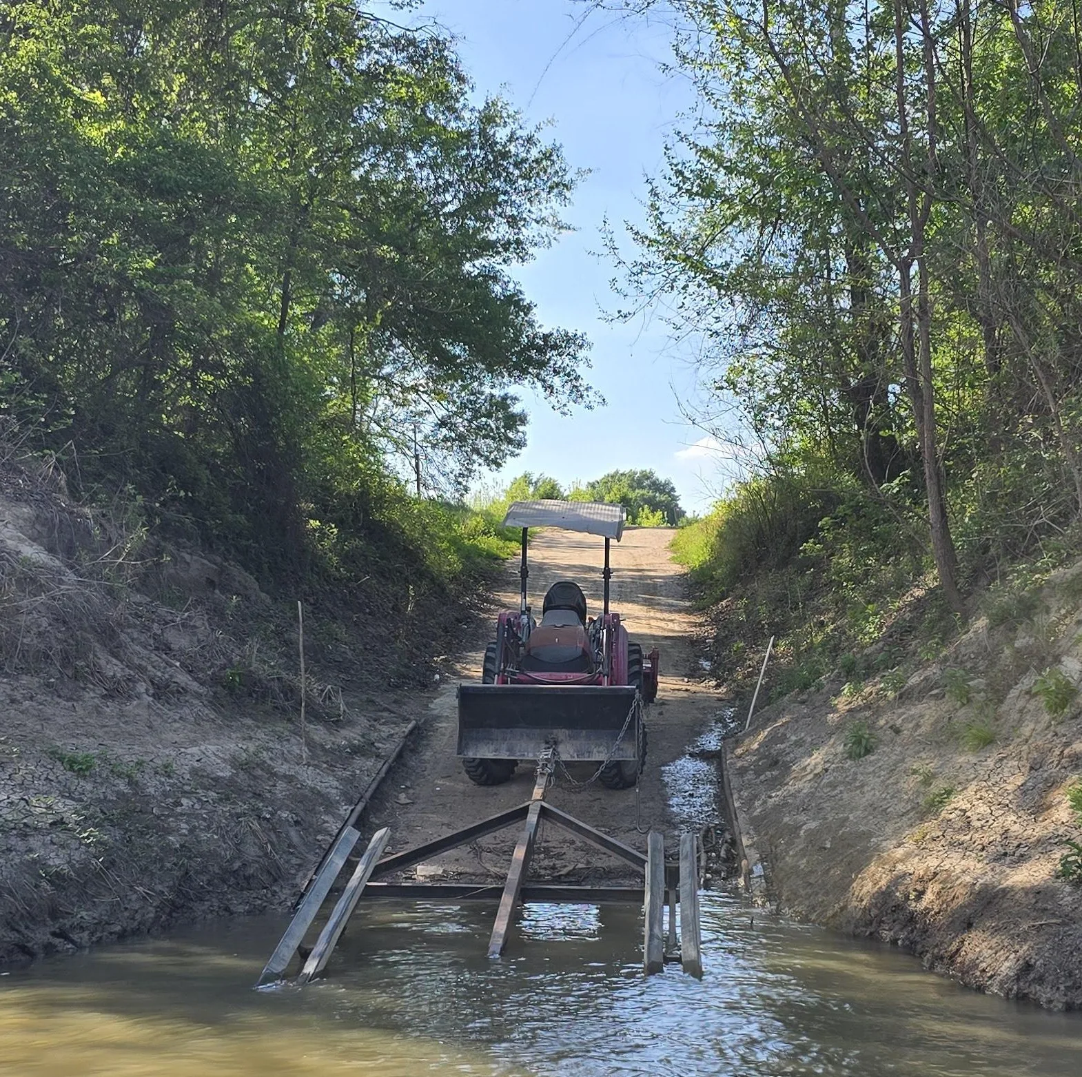 Boat ramp from river, close up