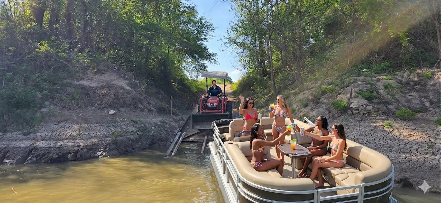 Pontoon boat on the river